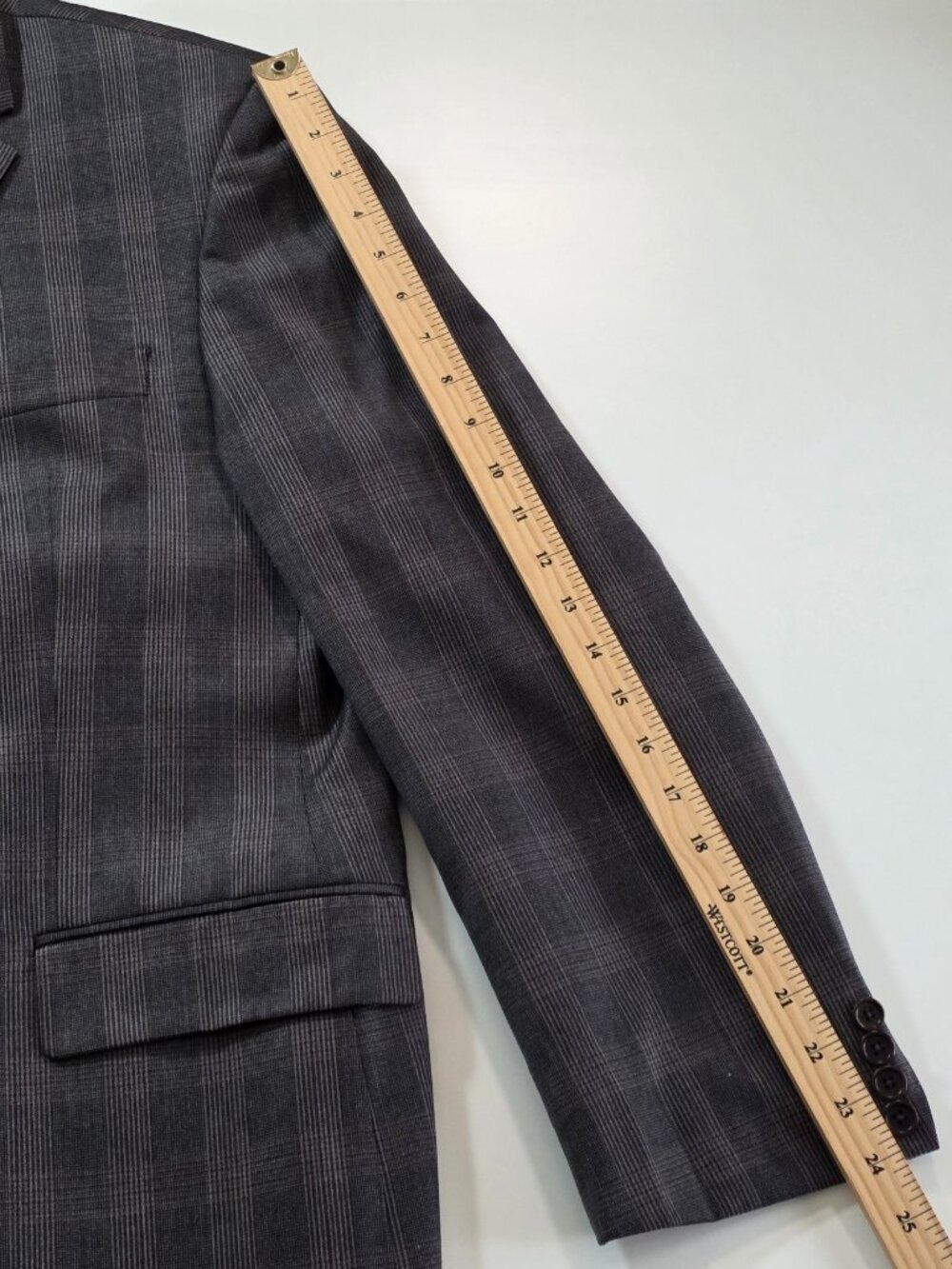 Sand Wool 100s Blazer Mens 52 L Gray Plaid Lined Single Breasted 2B Reda Fabric - Picture 7 of 16